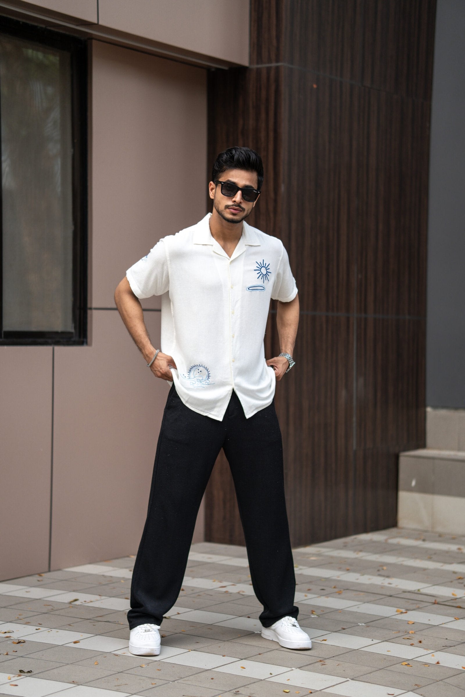 HALF SLEEVES SUN EMBRODIERY SHIRT image 0